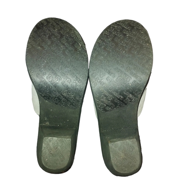 SKECHERS Women's Gray Fur-lined Suede Block Clogs Mules Size 8 - Picture 6 of 7